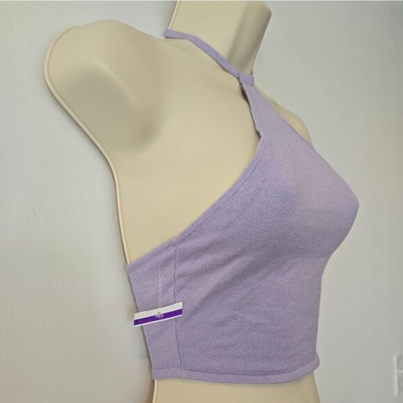 Weworewhat Knit Halter Crop Top Lavender - Picture 3 of 5